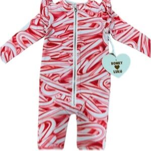 Romey Loves Lulu Jumpsuit 3M Red Space Suit Festive Candy Cane Christmas Retro